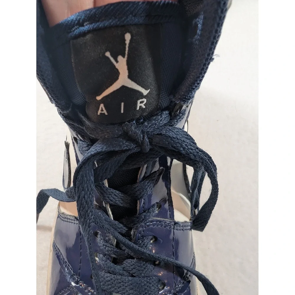 Blue fake Leather high top sneakers 8.5
